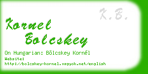 kornel bolcskey business card