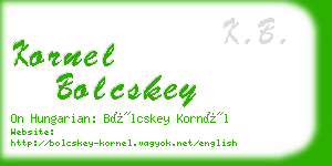 kornel bolcskey business card